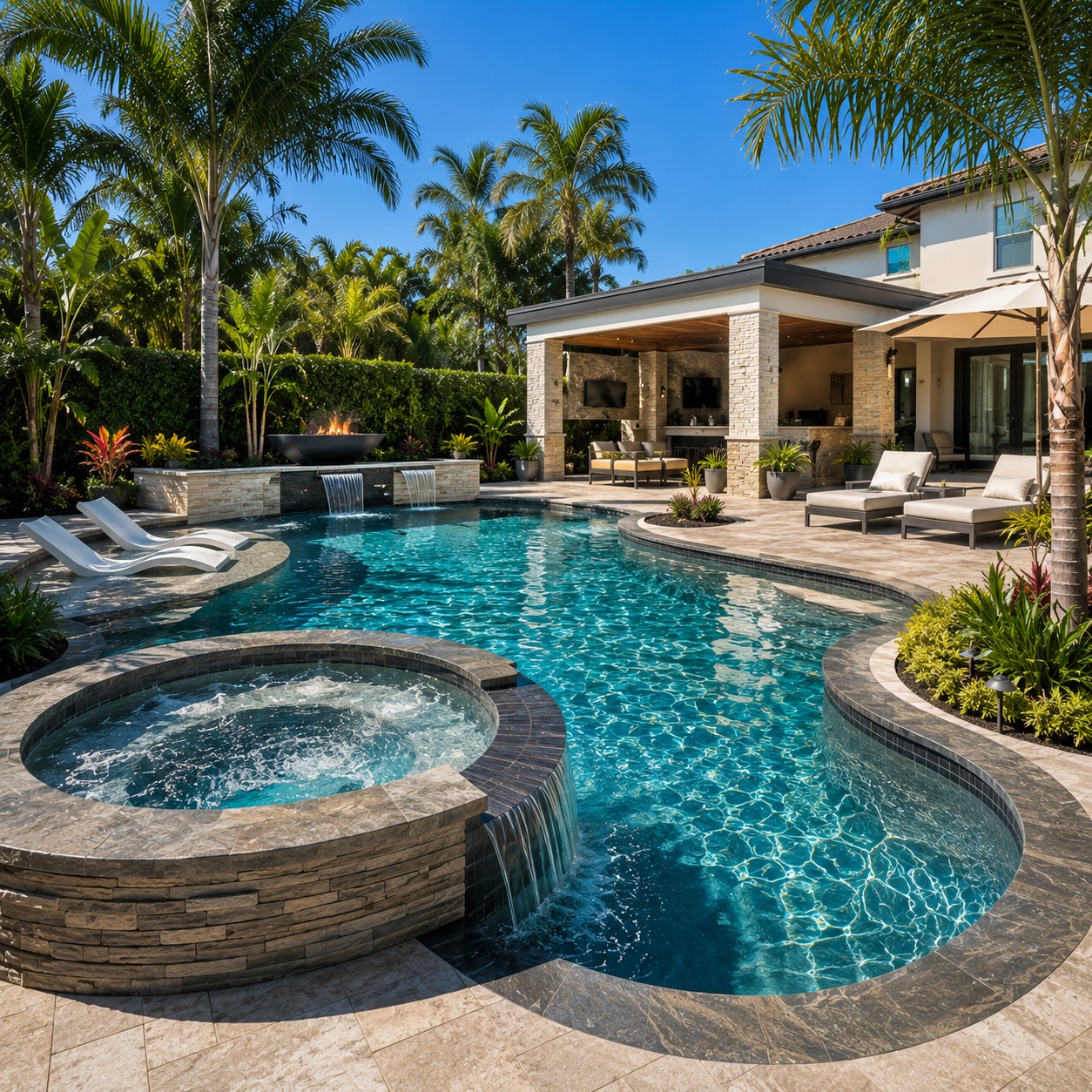 Custom pool construction and landscaping design